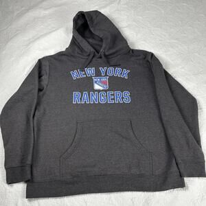 New York Rangers Hoodie Men XL Gray Fanatics NHL Sweatshirt Hockey Pullover